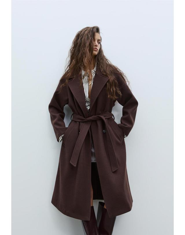 스트라디바리우스 스트라디바리우스 소프트 브라운 벨트 더블 트렌치코트 5818/185/400 BROWN 착용컷