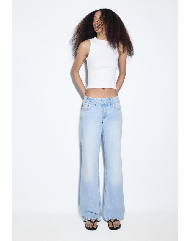 스트라디바리우스 스트라디바리우스 로우라이즈 스트레이트핏 청바지 1406/631/701 MEDIUM LIGHT BLUE DENIM 블루 착용컷