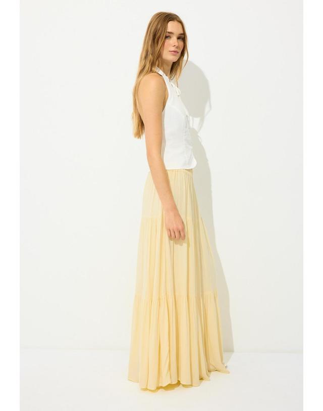 스트라디바리우스 스트라디바리우스 러플 티어드 면 안감 롱 스커트 1270/666/310 PASTEL YELLOW 노랑 착용컷