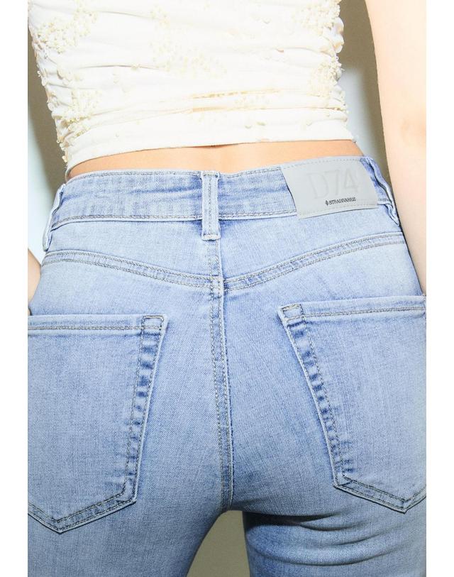 스트라디바리우스 스트라디바리우스 스트레치 슬릿 플레어 청바지 4804/586/741 MEDIUM LIGHT BLUE DENIM 블루 착용컷