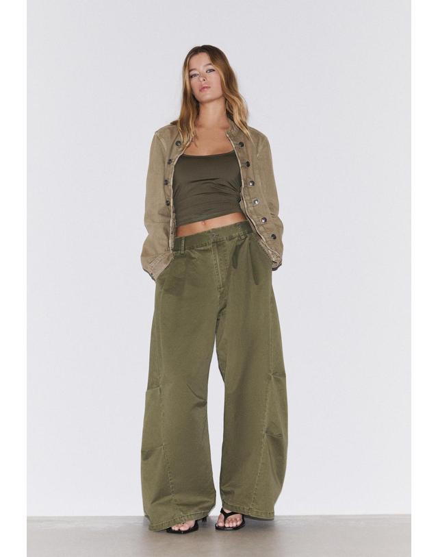 스트라디바리우스 스트라디바리우스 100% 코튼 배럴핏 팬츠 7264/551/550 KHAKI 카키 착용컷