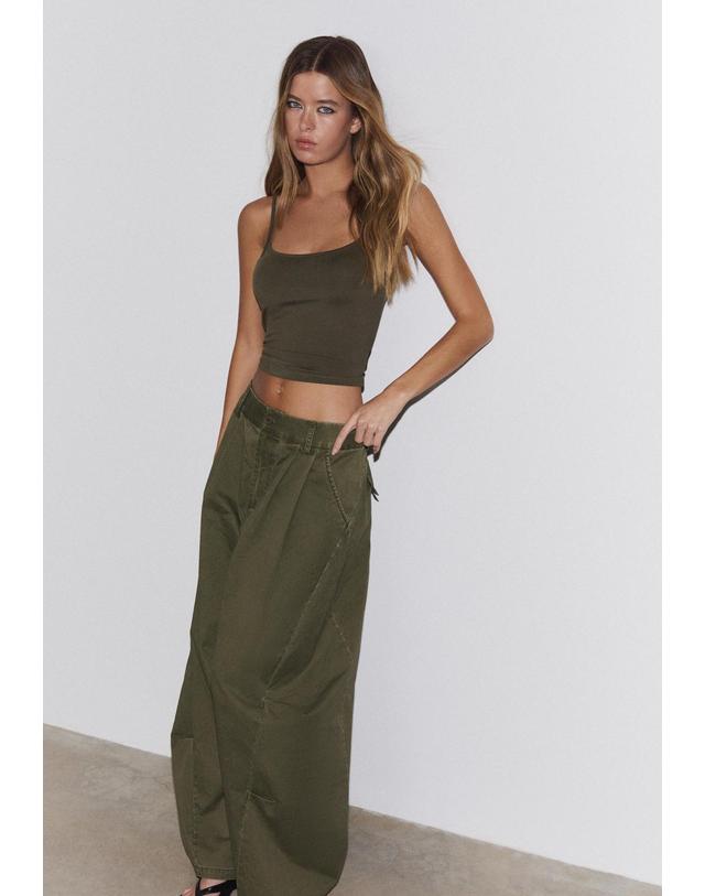 스트라디바리우스 스트라디바리우스 100% 코튼 배럴핏 팬츠 7264/551/550 KHAKI 카키 착용컷