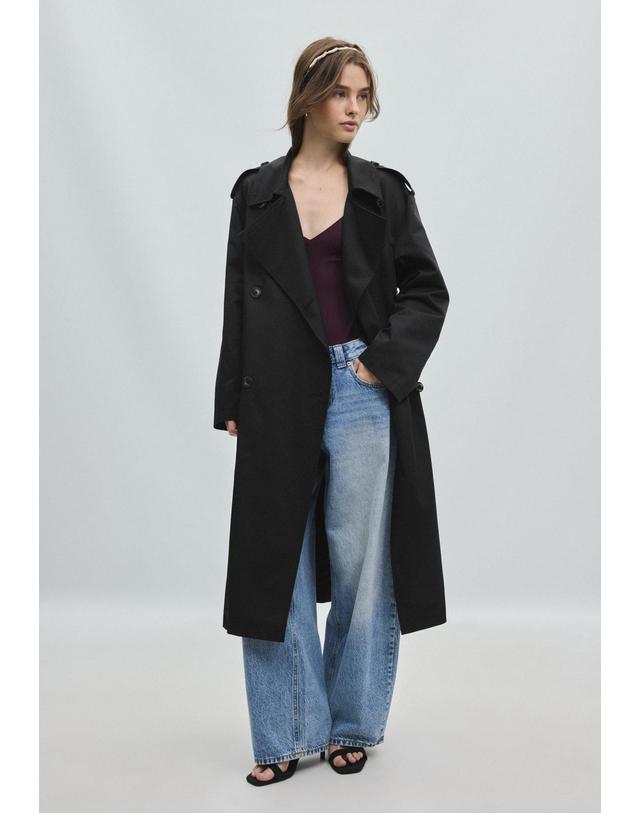 스트라디바리우스 스트라디바리우스 더블브레스트 롱 트렌치 코트 5820/400/001 BLACK 블랙 착용컷