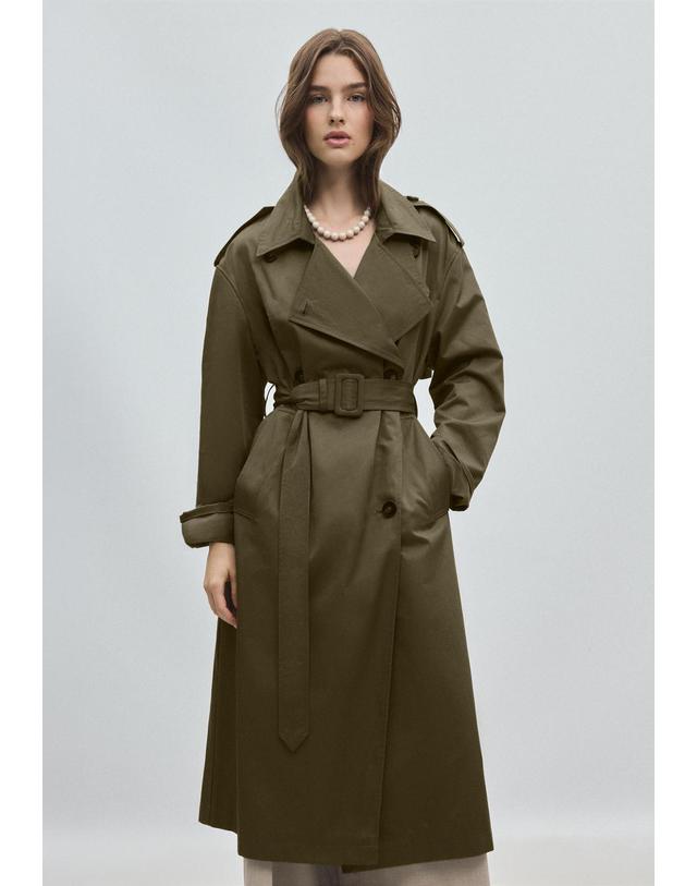 스트라디바리우스 스트라디바리우스 더블브레스트 롱 트렌치 코트 5820/400/550 KHAKI 카키 착용컷