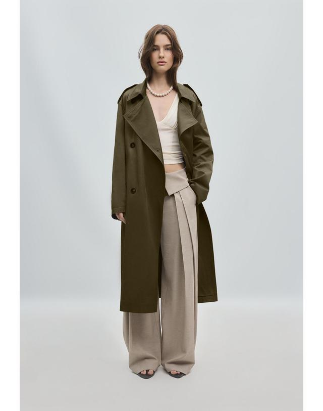 스트라디바리우스 스트라디바리우스 더블브레스트 롱 트렌치 코트 5820/400/550 KHAKI 카키 착용컷