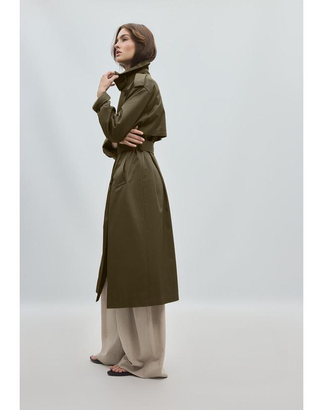 스트라디바리우스 스트라디바리우스 더블브레스트 롱 트렌치 코트 5820/400/550 KHAKI 카키 착용컷