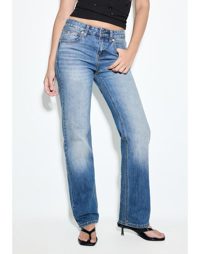 스트라디바리우스 스트라디바리우스 빈티지 이펙트 스트레이트 청바지 1499/499/735 LIGHT GREY DENIM WASH 블루 착용컷