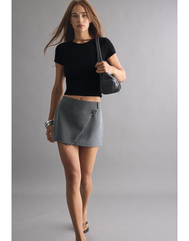 스트라디바리우스 스트라디바리우스 크로스 버튼 미니 스커트 팬츠 4676/269/210 GREY MELANGE 그레이 착용컷