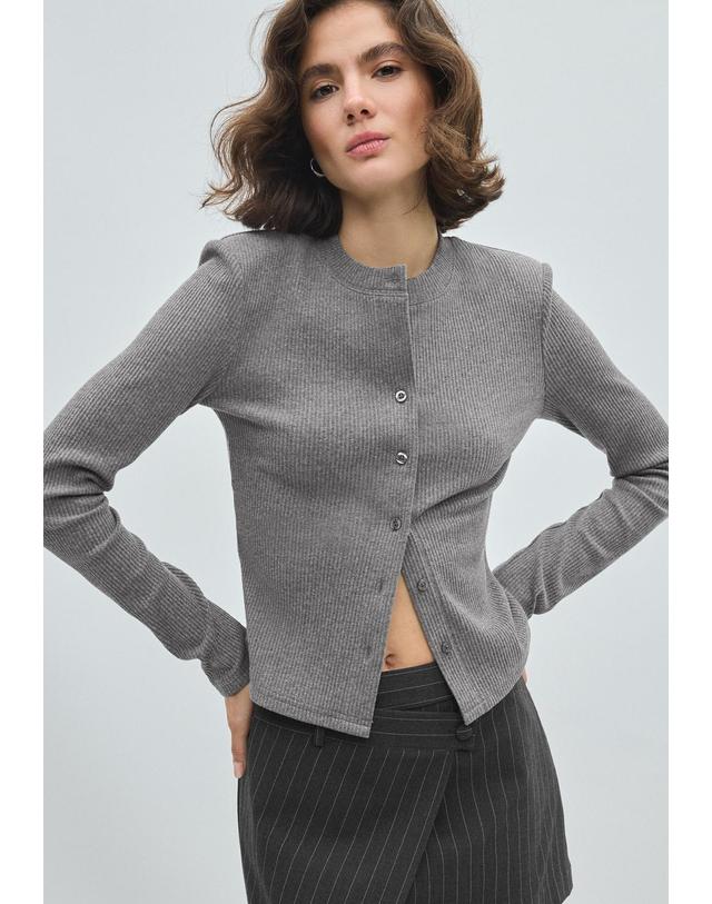 스트라디바리우스 스트라디바리우스 숄더패드 라운드넥 니트 가디건 5001/912/250 DARK GREY 그레이 착용컷