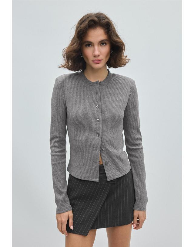 스트라디바리우스 스트라디바리우스 숄더패드 라운드넥 니트 가디건 5001/912/250 DARK GREY 그레이 착용컷