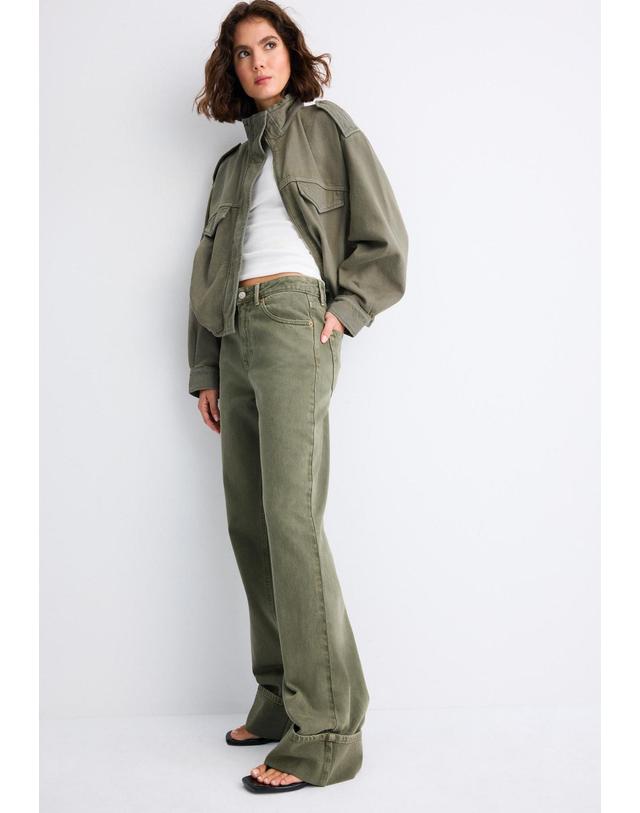 스트라디바리우스 스트라디바리우스 와이드 스트레이트 데님 팬츠 4891/820/552 KHAKI 카키 착용컷
