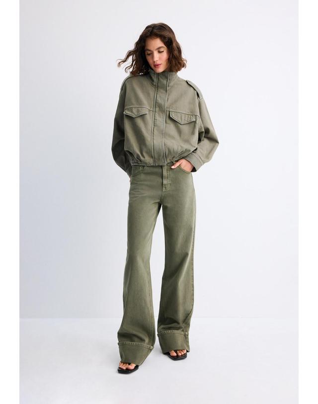 스트라디바리우스 스트라디바리우스 와이드 스트레이트 데님 팬츠 4891/820/552 KHAKI 카키 착용컷