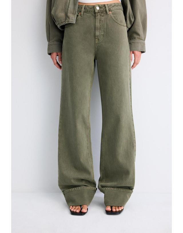 스트라디바리우스 스트라디바리우스 와이드 스트레이트 데님 팬츠 4891/820/552 KHAKI 카키 착용컷