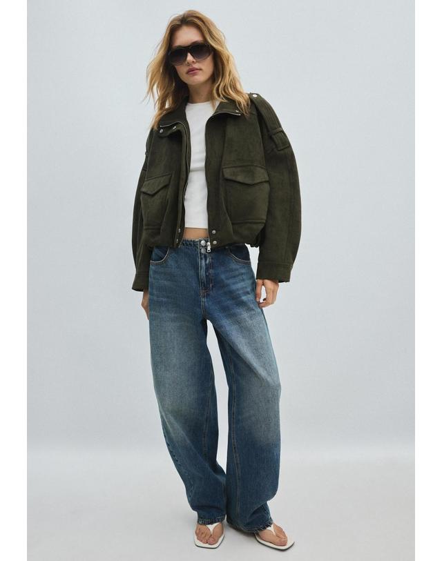 스트라디바리우스 스트라디바리우스 오버사이즈 플랩 포켓 집업 자켓 5732/400/550 KHAKI 카키 착용컷