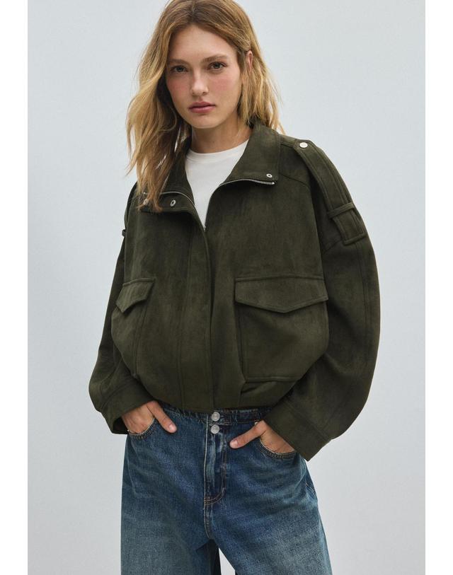 스트라디바리우스 스트라디바리우스 오버사이즈 플랩 포켓 집업 자켓 5732/400/550 KHAKI 카키 착용컷