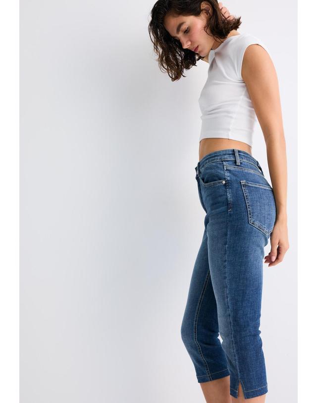 스트라디바리우스 스트라디바리우스 미드라이즈 카프리 청바지 4815/450/702 MEDIUM BLUE DENIM 블루 착용컷