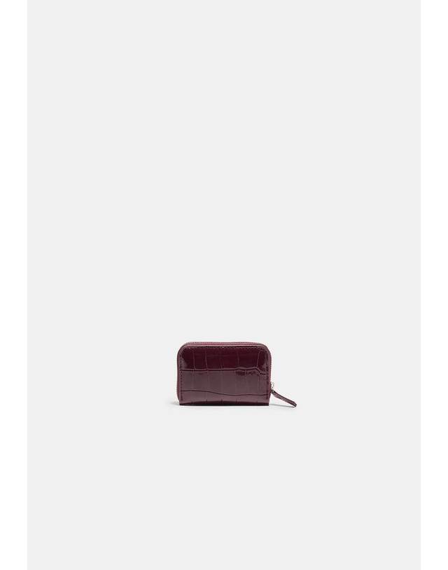 스트라디바리우스 스트라디바리우스 크록 패턴 지퍼 미니 지갑 3728/201/150 BURGUNDY 레드 착용컷