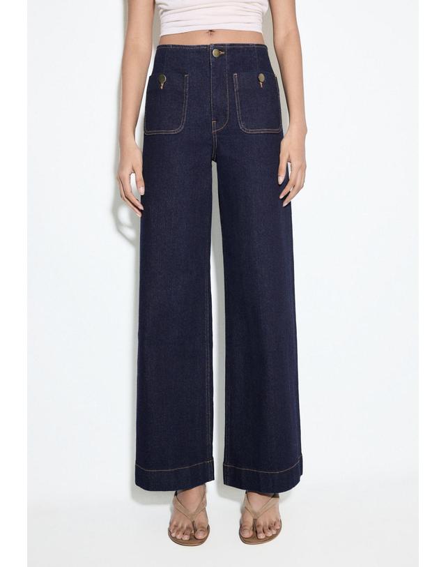 스트라디바리우스 스트라디바리우스 미니멀 패치 포켓 플레어 청바지 1477/779/704 OVERDYED BLUE DENIM 네이비 착용컷