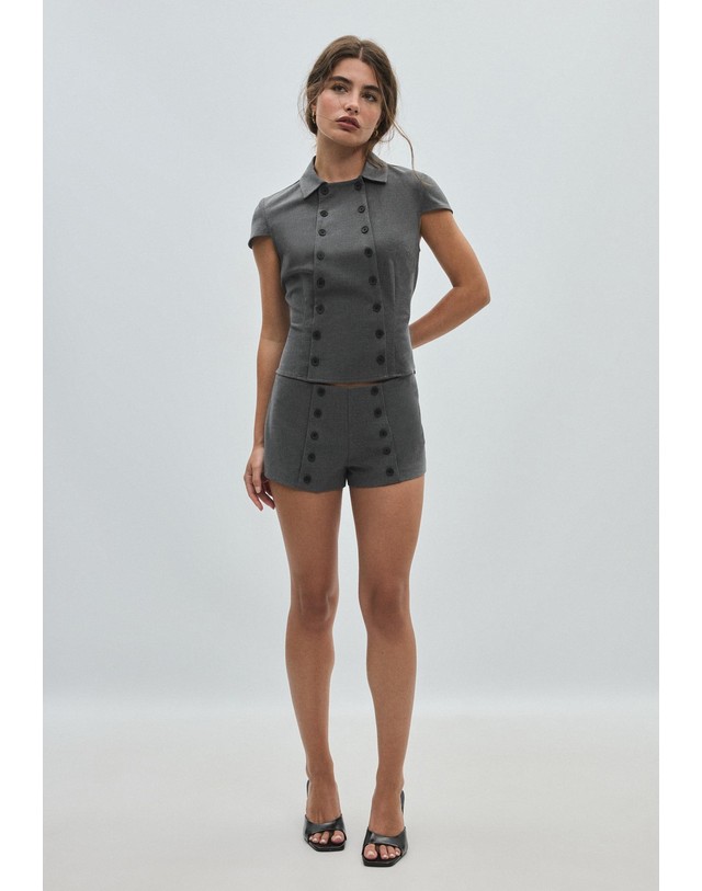 스트라디바리우스 스트라디바리우스 더블브레스트 반팔 셔츠 6235/181/250 DARK GREY 그레이 착용컷