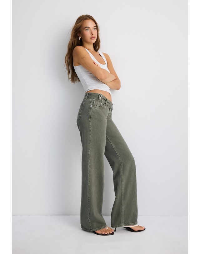 스트라디바리우스 스트라디바리우스 로우라이즈 카펜터 스트레이트 청바지 1406/631/550 KHAKI 카키 착용컷
