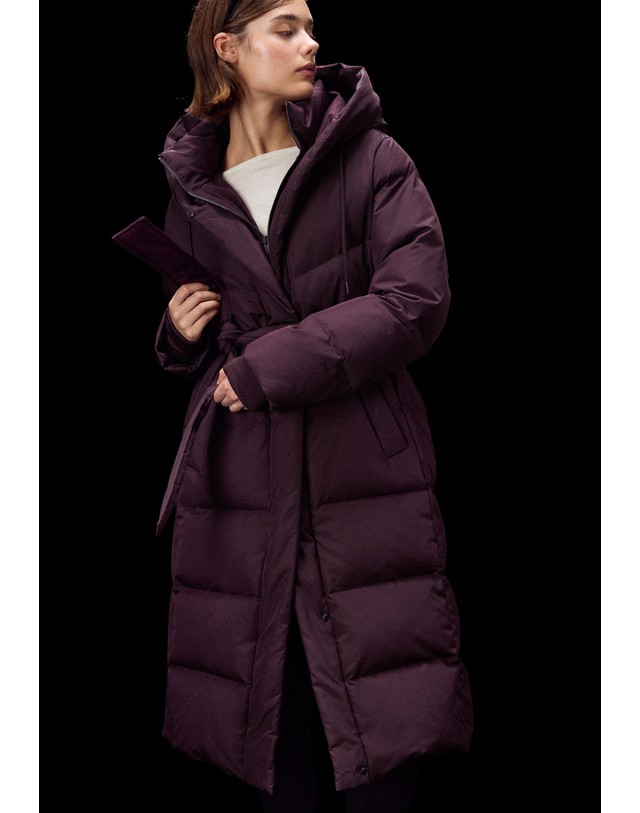 스트라디바리우스 스트라디바리우스 벨트 후드 롱 패딩 코트 5896/120/650 PURPLE 퍼플 착용컷