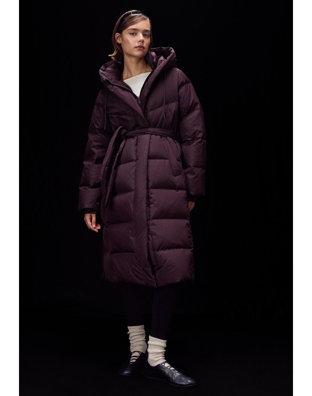 스트라디바리우스 스트라디바리우스 벨트 후드 롱 패딩 코트 5896/120/650 PURPLE 퍼플 착용컷
