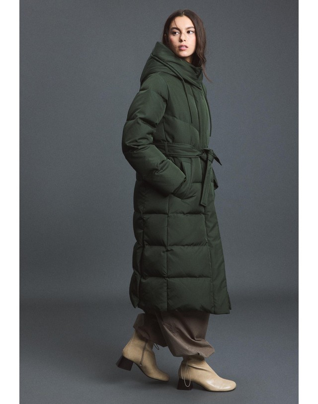 스트라디바리우스 스트라디바리우스 벨트 후드 다운 롱 패딩 코트 5896/121/550 KHAKI 카키 착용컷