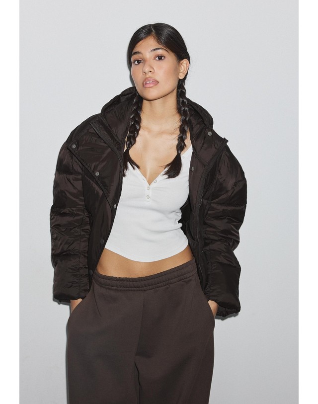 스트라디바리우스 스트라디바리우스 하이넥 스트링 후드 패딩 점퍼 8626/705/400 BROWN 초콜릿 착용컷
