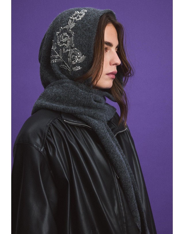스트라디바리우스 스트라디바리우스 라인스톤 니트 발라클라바 4072/211/250 CHARCOAL GREY 그레이 착용컷