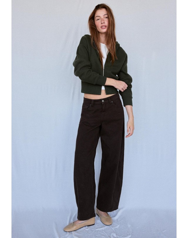 스트라디바리우스 스트라디바리우스 크롭 후드 집업 스웨트셔츠 6577/854/525 DARK GREEN 그린 착용컷