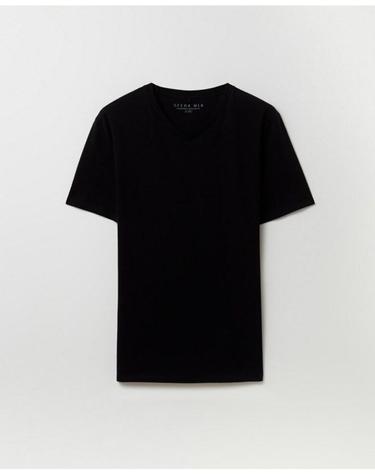 스페라 베이직 블랙 브이넥 반팔 티셔츠 56131623243 NEGRO