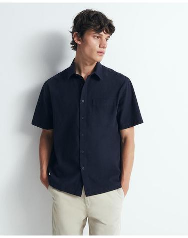 스페라 레귤러핏 마이크로 체크 반팔 셔츠 56120340148 AZUL MARINO