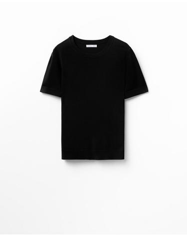 스페라 베이직 니트 반팔 티셔츠 58240062321 NEGRO