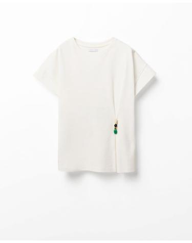 스페라 헤비 코튼 브로치 반팔 티셔츠 50662600282 BLANCO