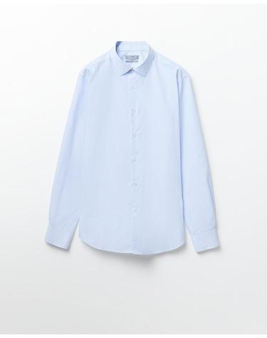 스페라 슬림핏 마이크로 스트라이프 긴팔 셔츠 56120340635 410 AZUL CLARO