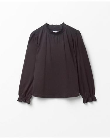 스페라 러플 하이넥 긴팔 블라우스 50662300370 NEGRO