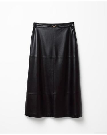 스페라 가죽 이펙트 벨트 미디 스커트 58315100212 NEGRO