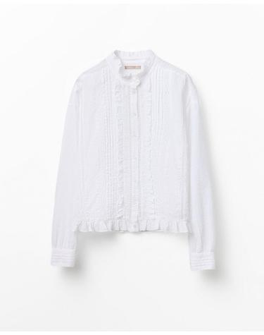 스페라 로맨틱 러플 레이스 면 블라우스 58322200013 BLANCO