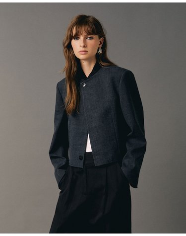 스페라 크롭 크로스 버튼 자켓 56200204826 820 GRIS MEDIO