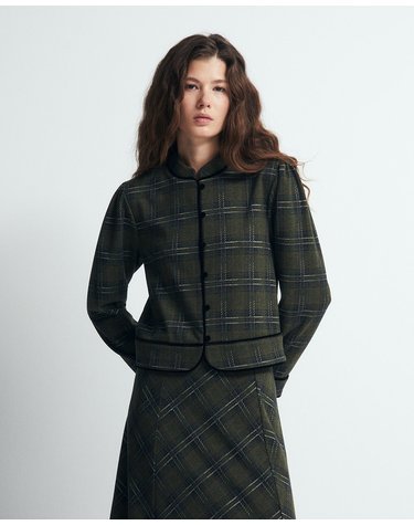 스페라 체크 크롭 자켓 50661600143 530 VERDE OSCURO