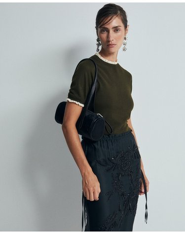 스페라 레이스 크루넥 반팔 니트 스웨터 58240064061 530 VERDE OSCURO