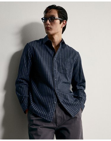 스페라 깅엄 체크 긴팔 플란넬 셔츠 56120341013 AZUL MARINO