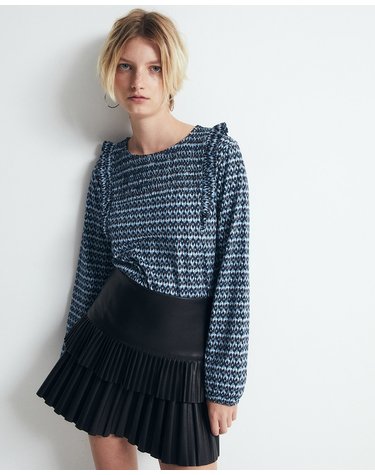 스페라 스모킹 러플 긴팔 티셔츠 50665100116 400 AZUL