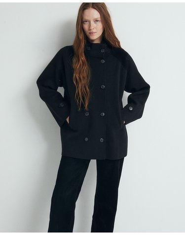 스페라 오버핏 하이넥 더블버튼 자켓 58247505173 NEGRO