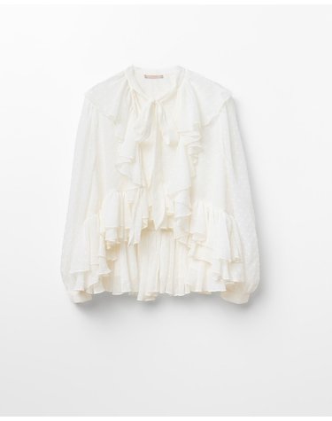 스페라 플루메티 러플 긴팔 블라우스 58420501338 BLANCO ROTO
