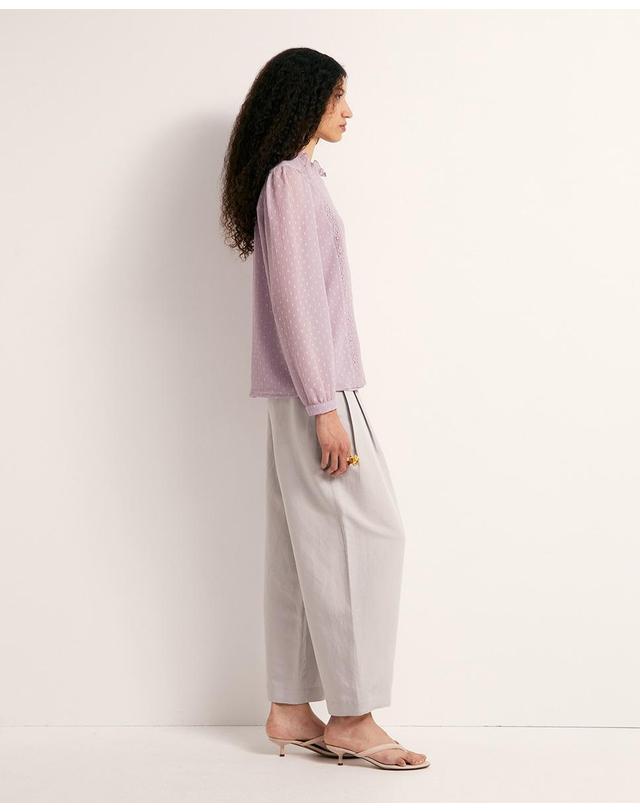 스페라 스페라 플루메티 러플넥 긴팔 블라우스 58322200146 282 MALVA 바이올렛 착용컷