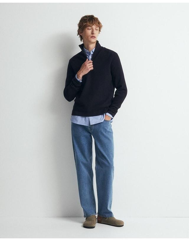 스페라 스페라 하프집업 니트 스웨터 56130900196 AZUL MARINO 네이비 착용컷