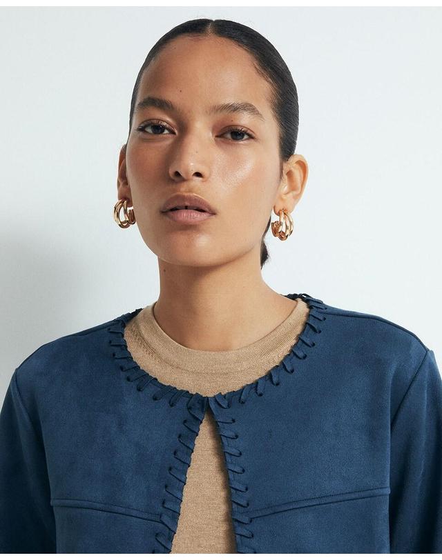 스페라 스페라 라운드넥 스티치 스웨이드 자켓 50661600101 400 AZUL 블루 착용컷
