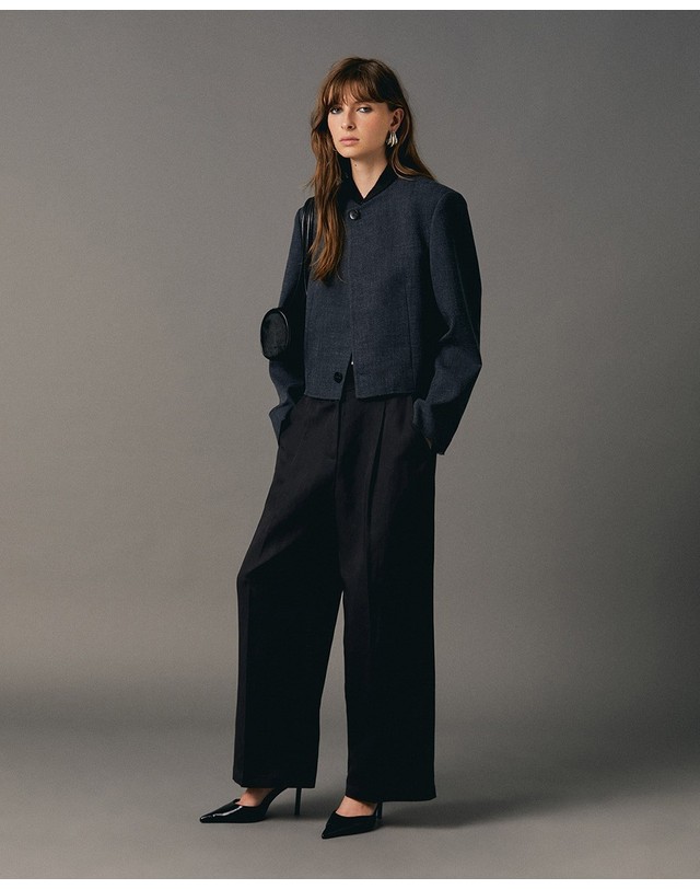 스페라 스페라 크롭 크로스 버튼 자켓 56200204826 820 GRIS MEDIO 그레이 착용컷