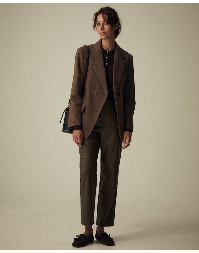 스페라 스페라 벨트 콤비 하운드투스 자켓 56200205088 MARRON 브라운 착용컷